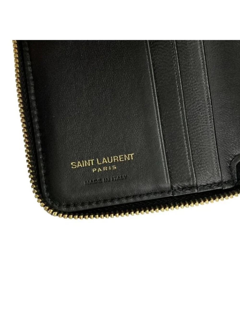 Saint Laurent Paris Bifold Wallet Black Zip Around Leather - Picture 6 of 7